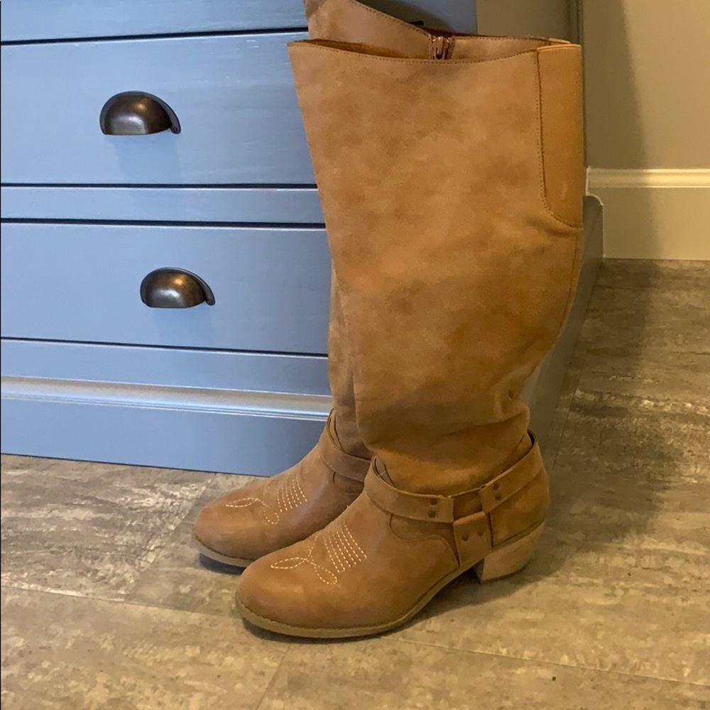 Brown Suede Knee High Boots